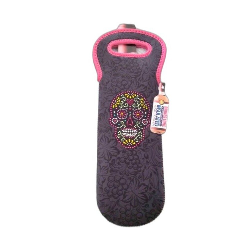 Rhinestone Skull Head Insulated Wine Bottle Carrier Bag New W Tags